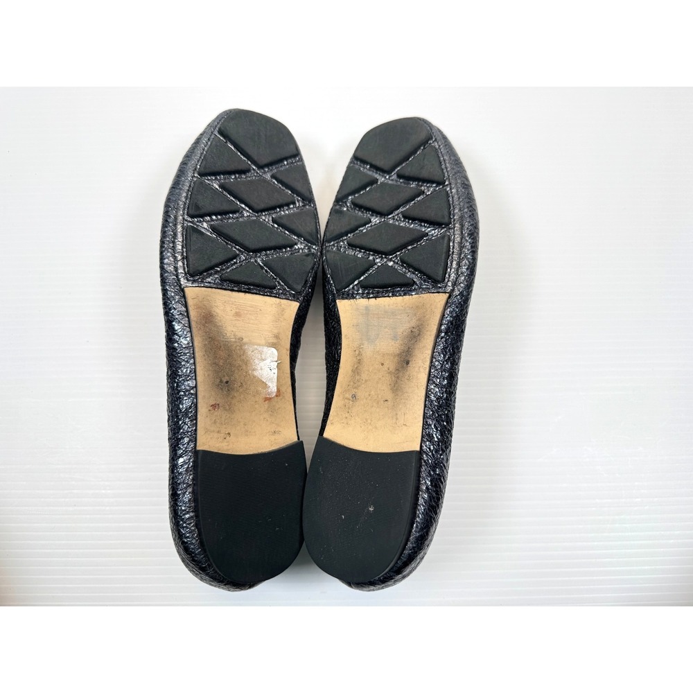 Tory Burch Laila Driver Ballet Flats Women 8-8.5? Metallic Navy‎ Crinkle Leather - Picture 5 of 9